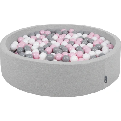 Afbeelding van KiddyMoon Schuim Ballenbak Voor Kinderen Met Ballen Ø 7 Cm Gemaakt In EU, Lichtgrijs:Wit Grijs Poeder Roze,120X30cm/600