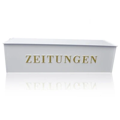 Afbeelding van Burg Wächter krantenbox met reliëf letters, metaal, 808 W, wit