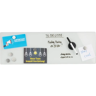 Afbeelding van Relaxdays glassboard wit whiteboard memobord magneetbord glas magnetisch