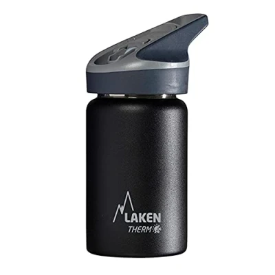 Afbeelding van Laken Jannu thermische waterfles met vacuümisolatie dubbele roestvrijstalen wand 18/8. Tot 24 uur koud, zwart, 350 ml