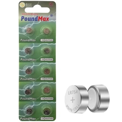 Afbeelding van 10x AG5 (LR48, LR754, 393) 1,5V PoundMax Alkaline Knoopcelbatterijen 1x 10 Stuks