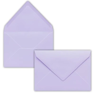 Afbeelding van Enveloppen, 50 stuks, B6, 17,5 x 12,5 cm, lila, natte plakrand met puntige klep, 120 g/m², voor bruiloft, wenskaarten, uitnodigingen