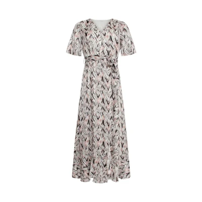 Afbeelding van Smashed Lemon 25078 Chiffon Overlap Maxi Jurk Met , Graphic Print off white multicolour / 4XL