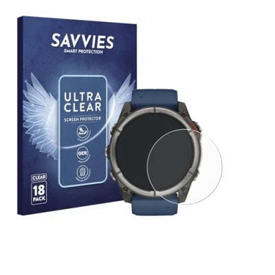 Afbeelding van Savvies Screenprotector voor Garmin quatix 8 (51 mm) Folie Beschermfolie transparant (18 Stuks)