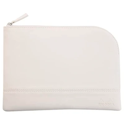 Afbeelding van Rhodia 116622C Rhodiarama pochette zippé en simili cuir italien taille M (16x22 cm) BLANC