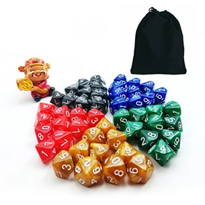 Afbeelding van 50 stks Diverse D10 Pack, 5X10pcs 10 Zijden Dobbelstenen Marmer Polyhedral Set