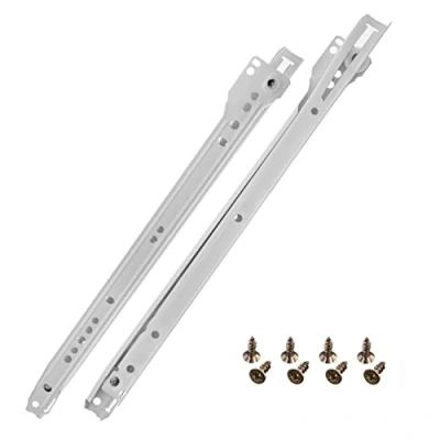 Afbeelding van HELPMATE Rolgeleider 350 mm 1 paar set van 2 rails ladegeleiders railsysteem lade gedeeltelijk uittrekbaar wit incl. bevestigingsmateriaal