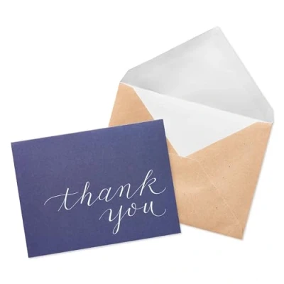 Afbeelding van UK Greetings Multipack van 50 Bedankkaarten voor hem/haar/vriend Navy Design Perfect bruiloften, babyborrels en waardering leraren