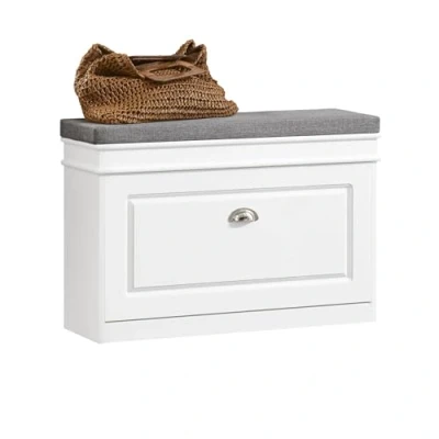 Afbeelding van SoBuy FSR82 L W Schoenbank Schoenenkast met gecapitonneerde zitting en bekleding 75x24x51 cm Wit