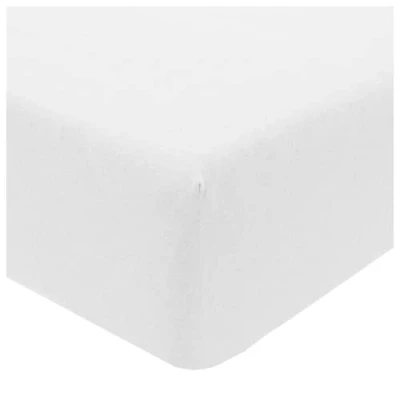 Afbeelding van Sleepdown Jersey gemêleerd wit hoeslaken, warm, gezellig, onderhoudsvriendelijk, effen garen geverfd laken beddengoed eenpersoons (90 cm x 190 cm), polykatoen