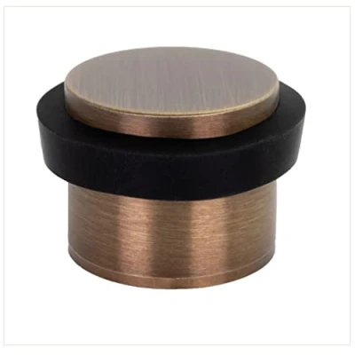 Afbeelding van EVI Herrajes, Deurstopper zelfklevend met schroefdraad, messing mat, zwart rubber, Ref. I 191/24 x 19 DUAL CU