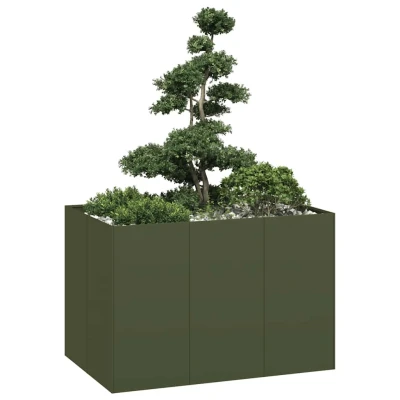 Afbeelding van vidaXL Plantenbak 120x80x80 cm staal olijfgroen