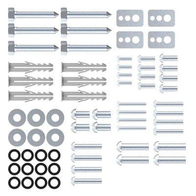 Afbeelding van conecto VESA Schroevenset 66 stuks, tv montage, wandmontage M8, M6, M5, M4, universeel compatibel met pluggen en sluitringen, zilver