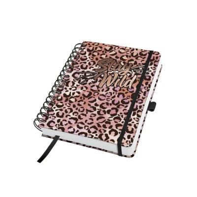 Afbeelding van 2x Notitieboek Jolie A5 spir. PINK LEO LOVE punt gelijnd 240pag 120gr