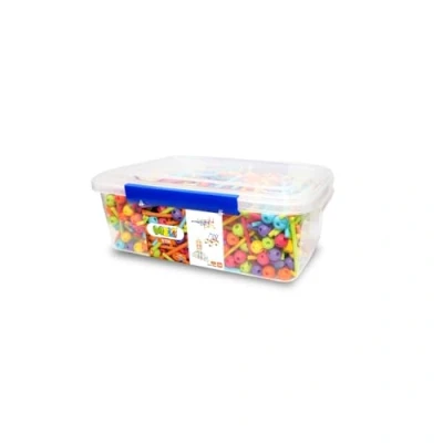 Afbeelding van Meli Stick Edu 1200 kleurrijke bouwstenen voor creatieve constructies inclusief ballen, staven en opbergdoos