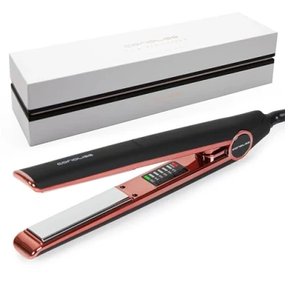 Afbeelding van Corioliss C1 Titanium technologie en platen voor fijn haar Professionele stijltang met temperatuurregeling (Zwart Soft Touch Koper)