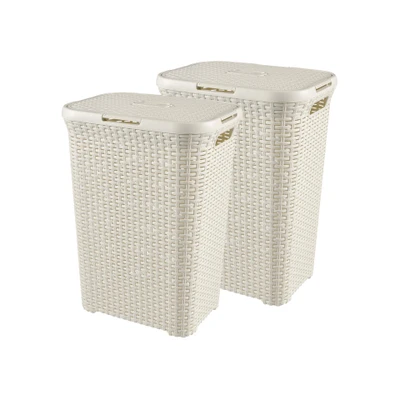 Afbeelding van Curver Style Wasmand met Deksel 60L 2 stuks Wit