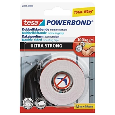 Afbeelding van Tesa UK Powerbond dubbelzijdig plakband, extra sterk, 1,5 m x 19 mm