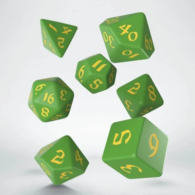 Afbeelding van Classic Runic Dice Set Green &amp; Yellow (7)