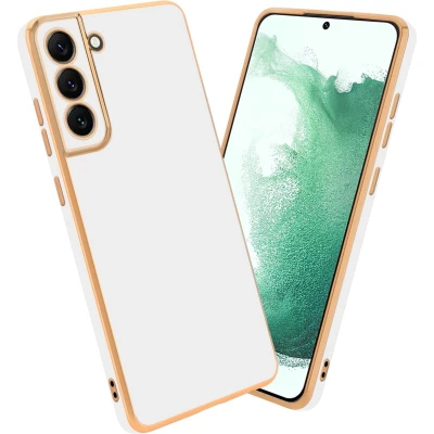 Afbeelding van Cadorabo Hoesje geschikt voor Samsung Galaxy S21 PLUS in Glossy Wit Goud Beschermhoes Case Cover van flexibel TPU silicone en met camerabescherming