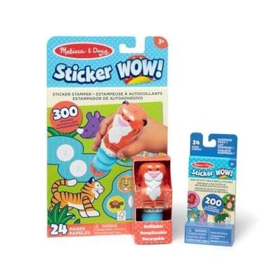 Afbeelding van Melissa &amp; Doug Sticker WOW! Tijgerpakket: 24 zijdige activiteitenblok, stickerstempel, 500 stickers, kunst en knutselspeelgoed verzamelfiguur