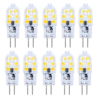 Afbeelding van 10 x G4 ledlampen, 2 W, 12 SMD 2835 leds, warmwit, 3000 K, ledlamp, 200 lm, komt overeen met 20 W halogeen AC/DC V