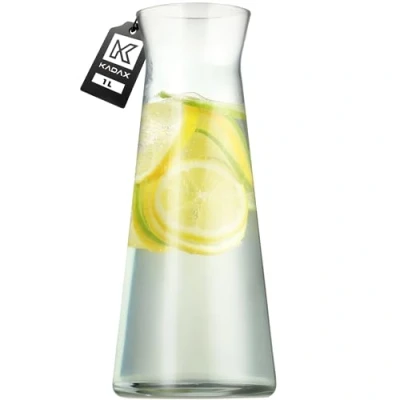 Afbeelding van KADAX B0CHMQ2KP3 Waterkaraf, waterkaraf van robuust glas, vaatwasmachinebestendige drankkaraf, loodvrije waterkan, karaf voor water, sap, limonade, melk (1 liter, 1 stuk)