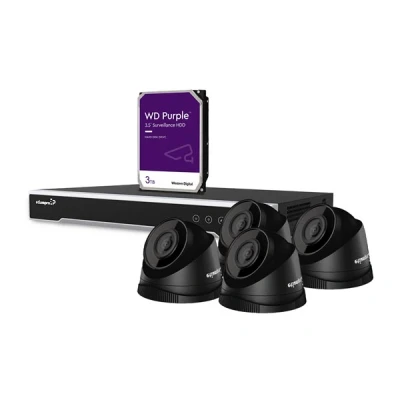 Afbeelding van 4 MP IP VIDEOBEWAKINGSSET 8 KANAALS NVR RECORDER x ZWARTE DOM