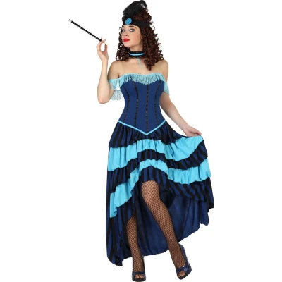 Afbeelding van Kostuums voor Volwassenen Blauw (2 pcs) Cabaret Danseres Maat M/L