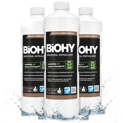 Afbeelding van BiOHY Universele ontkalker (3 x 1l Fles) Universeel concentraat voor alle huishoudelijke apparaten Compatibel met koffiemachines en espressomachines (Entkalker)