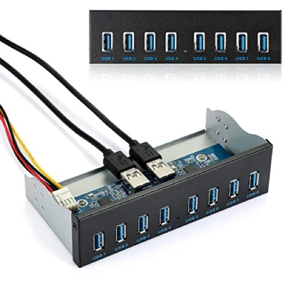 Afbeelding van MZHOU USB Frontplaat, 3.0 19PIN 8 Poorts hub Optische Drive Uitbreiding Frontplaatadapter voor PC Computer