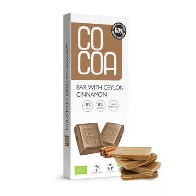 Afbeelding van bOX Witte Kaneel BIO Chocoladereep 10x40g, 60% minder suiker, low carb snack met prebioticum uit inuline, chocolade een laag suikergehalte, perfect voor koolhydraatarm dieet