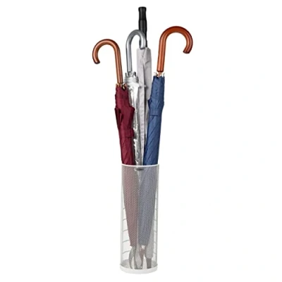Afbeelding van Mind Reader Netwerkcollectie, paraplustandaard, ingangsorganisator, versterkte massieve rand en basis, metalen gaas, 14 cm L x B 40 H, wit