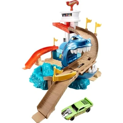 Afbeelding van Hot Wheels BGK04 City Color Shifters Shark Attack playset, speelgoed auto racebaan vanaf 4 jaar