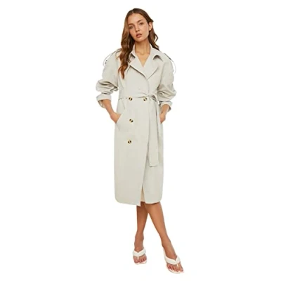 Afbeelding van Trendyol Lichtkaki Oversized, Wijde, Waterafstotende Lange Trenchcoat Met Riem Twoss21Tr0005