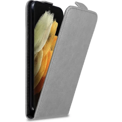 Afbeelding van Cadorabo Hoesje geschikt voor Samsung Galaxy S21 ULTRA in TITANIUM GRIJS Beschermhoes Flip Case Cover magnetische