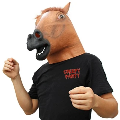 Afbeelding van CreepyParty Paardenmasker Latex Realistisch Dier Volledig hoofdmasker voor Halloween Kostuum feest Carnaval Cosplay
