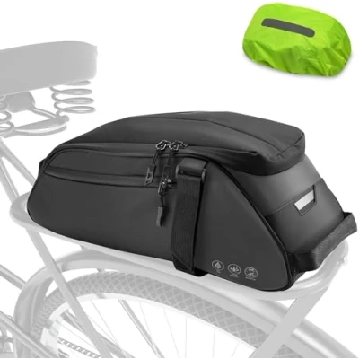 Afbeelding van JOLY FANG Fietstas voor bagagedrager, 8 liter, multifunctionele fietstassen waterdichte en reflecterende fietstas, rugzak, handtas met regenbescherming