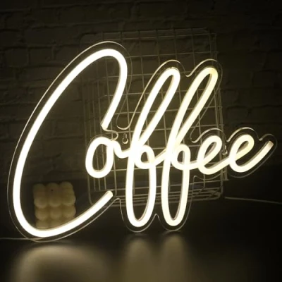 Afbeelding van SIGNSHIP Coffee Neon Light, bord koffielichtreclame, led wand neonlicht, brief, warmwit, USB, winkelen, keuken, wanddecoratie, bruiloft, verjaardag, van kunststof