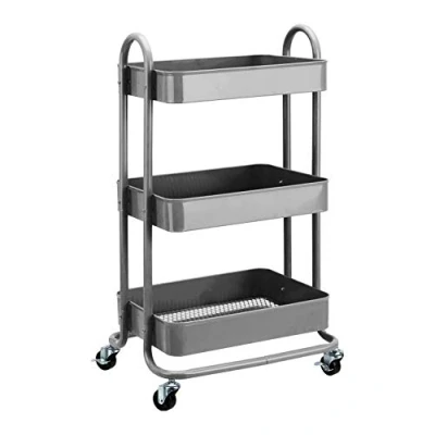 Afbeelding van Amazon Basics 3 laags, rollende gereedschapswagen of keukenwagen houtskool