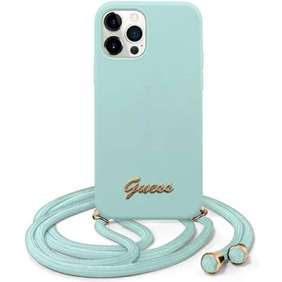 Afbeelding van iPhone 12 Pro Max Backcase hoesje Guess Effen Mintgroen Silicone