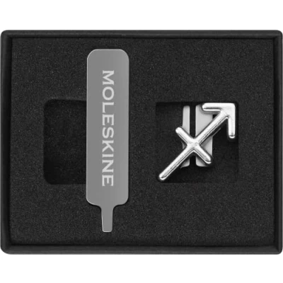 Afbeelding van Moleskine Boogschutterspeld voor notitieboek of dagboek, dierenriemsymboolpen, personaliseer elastische sluiting, gepersonaliseerde cadeau ideeën, zilverkleur