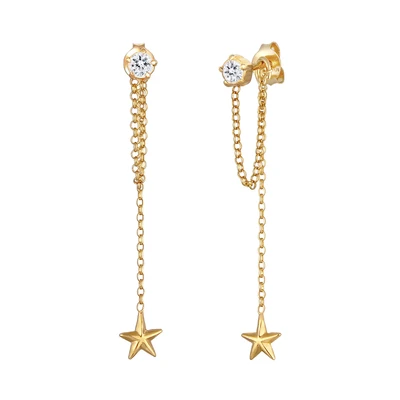 Afbeelding van Elli STAR Chain Oorbellen goldcolored, Dames, Maat: One Size, Gold colored