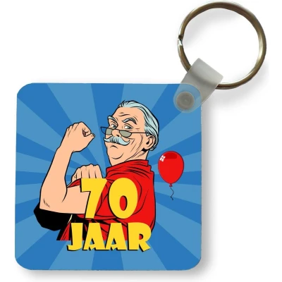 Afbeelding van Sleutelhanger Uitdeelcadeautjes Man 70 Jaar verjaardag Blauw Plastic
