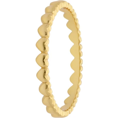 Afbeelding van Lucardi Dames Zilveren goldplated Ring met hartjes 925 Zilver Goudkleurig 17 / 53 mm