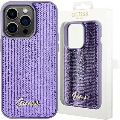 Afbeelding van Guess Sequin Script Metalen hoesje voor iPhone 13 Pro / paars