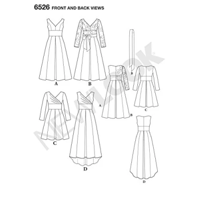 Afbeelding van New Look Patroon 6526 Damesjurk met lijfje, variaties, papier, wit, 22 x 15 1 cm