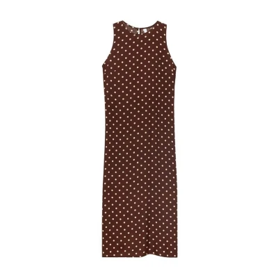 Afbeelding van Mango Polka DOT MIDI Jurk, Dames, Maat: XS, Brown
