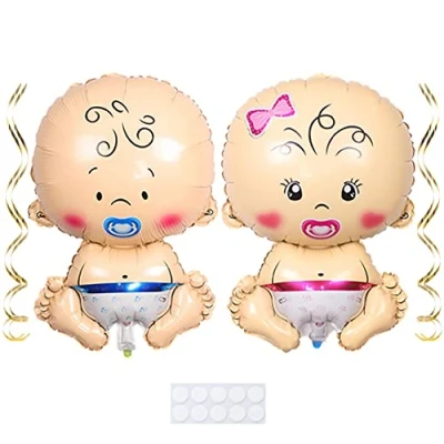 Afbeelding van Maigendoo 2 stuks Welkom Baby Ballonnen Set Jongen Meisje Vorm Ballon Mylar Helium Kit voor Zwangerschap Geslacht Reveal Douche Thema Verjaardag Feestdecoraties
