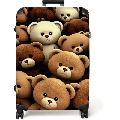 Afbeelding van NoBoringSuitcases.com® Koffer groot Reiskoffer lichtgewicht Teddybeer Knuffel Bruin Beer Jongens Meisjes Rolkoffer met 4 wielen Grote trolley XL 98 liter bagage